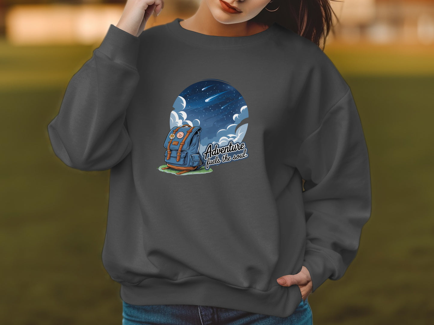 Adventure Awaits Dark Gray Graphic Sweatshirt product type