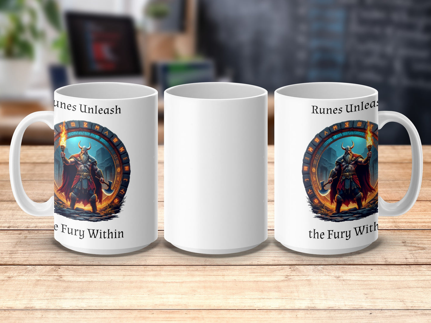 Fantasy Warrior Mug, Epic Battle Art Coffee Cup, Unique Gift for Gamers, Colorful Desk Accessory
