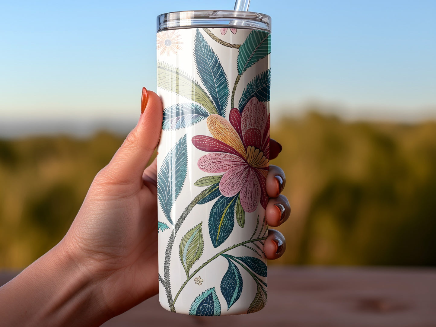 Floral Patterned Insulated Travel Tumbler product