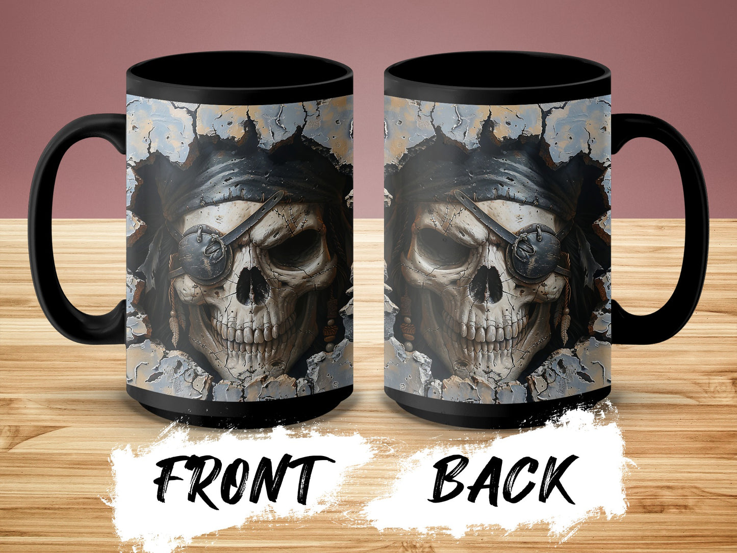Skull Pirate Detailed Design Black Handle Mug product type