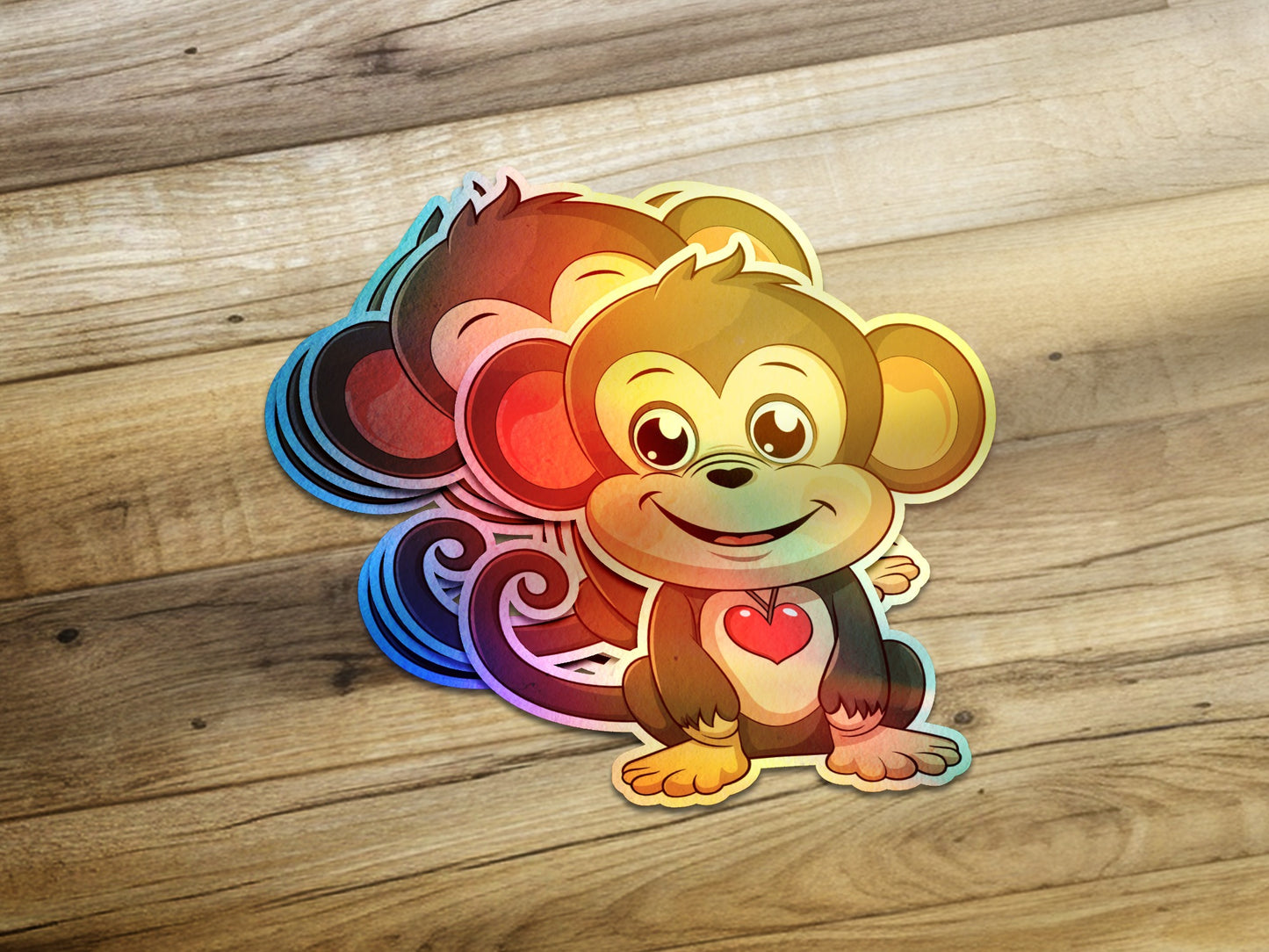 Adorable Monkey with Heart Decal Sticker product type