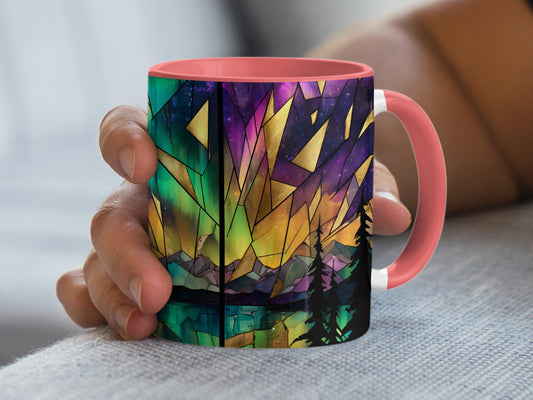 Colorful Aurora Borealis Stained Glass Design Mug product