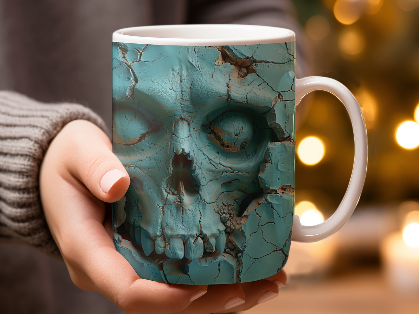 Distinctive Blue Skull Design Ceramic Coffee Mug product