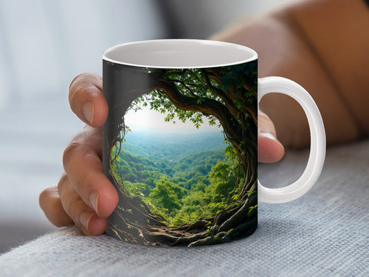 Enchanted Forest Coffee Mug, Nature Photo Print Mug, Unique Tree Landscape Tea Cup