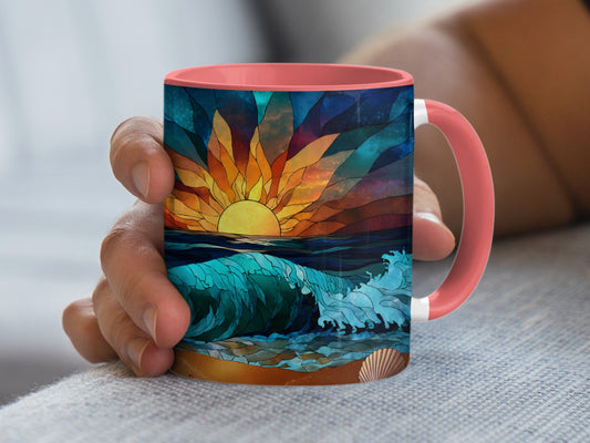 Artistic Sun and Wave Design Ceramic Mug product