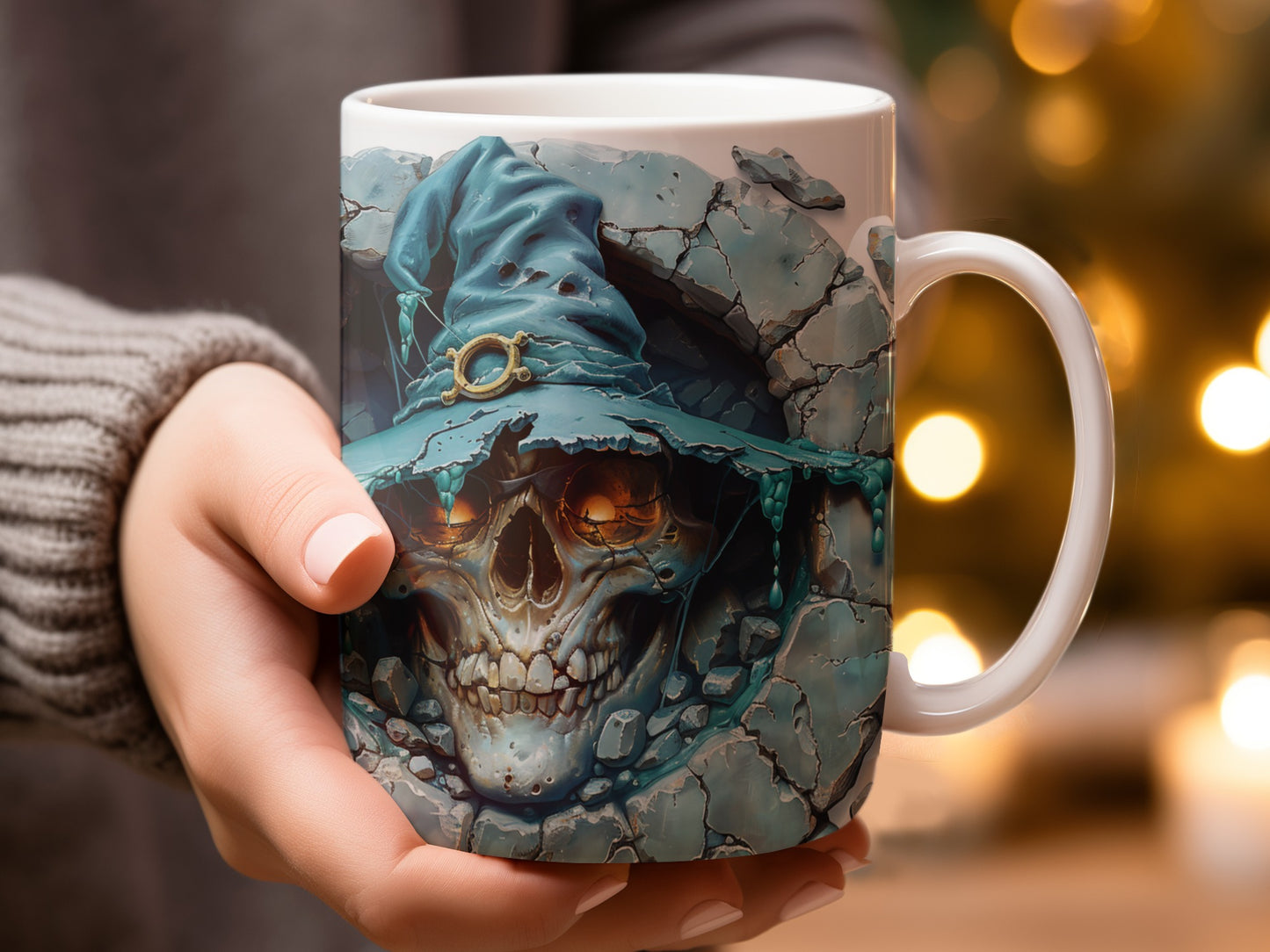 Spooky Skull with Witch Hat Design Mug product