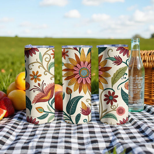 Colorful Floral Pattern on Picnic Setting Tumbler product