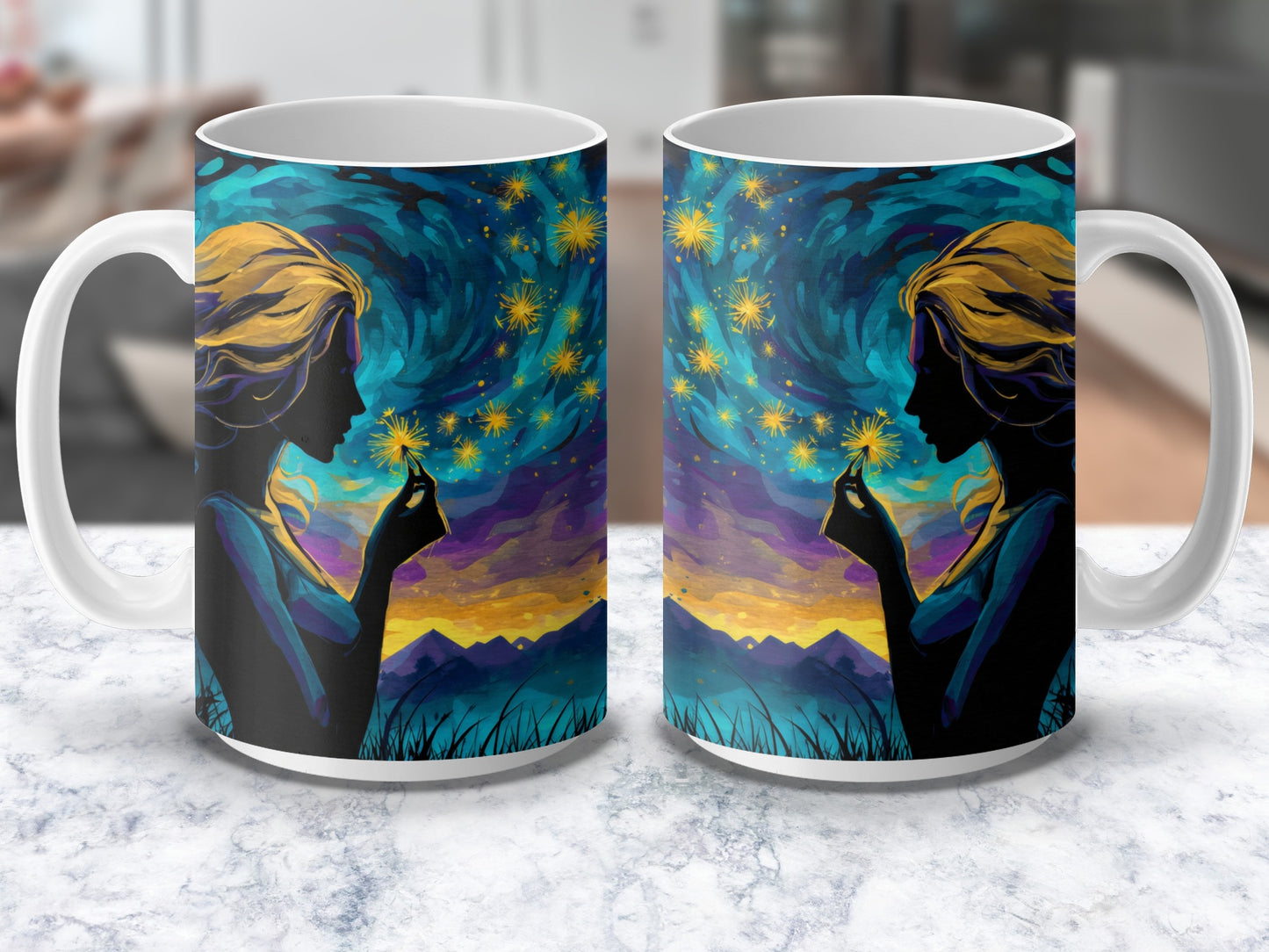 Starry Night Inspired Art Mug, Van Gogh Style Ceramic Coffee Cup, Unique Artistic Gift Idea