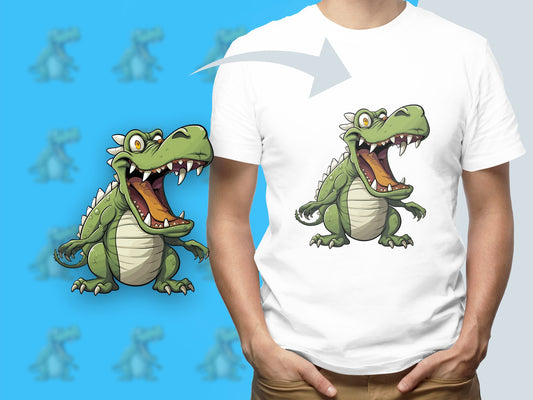 Funny Crocodile Cartoon Graphic T-Shirt, Cool Alligator Illustration Tee, Unisex Fun Animal Shirt for Adults and Kids