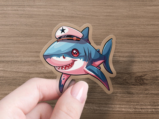 Cute Cartoon Captain Shark Design Sticker product