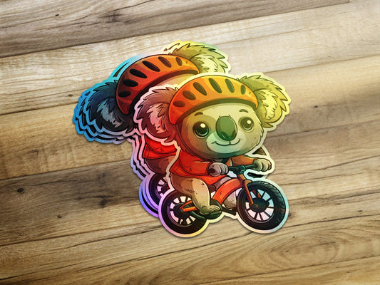 Adorable Koala Riding Bike with Helmet sticker product