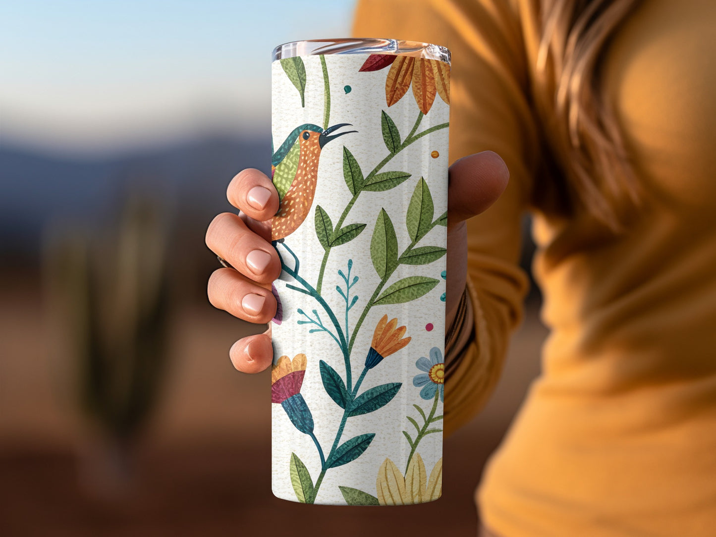 Floral Hummingbird Design Insulated Tumbler product