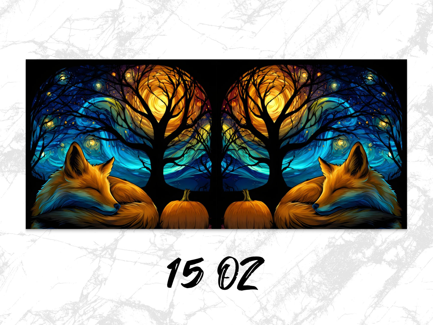 Autumn Fox Art Print, Colorful Tree Landscape, Twin Foxes, Pumpkin Decor, 15 Oz Canvas Wall Art for Home