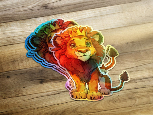 Colorful Roaring Lion Illustration Sticker product