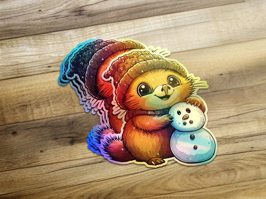 Adorable Squirrel with Snowman Sticker product type