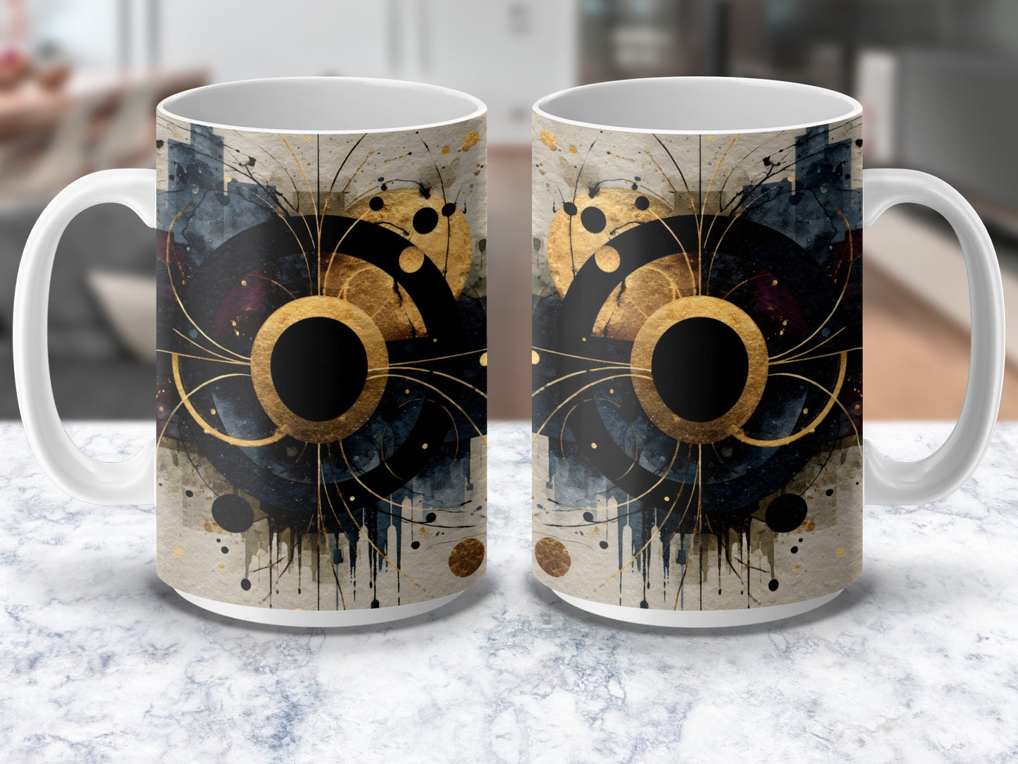 Abstract Art Coffee Mug, Modern Design Ceramic Cup, Unique Splatter Paint Drinkware, Artistic Kitchen Decor