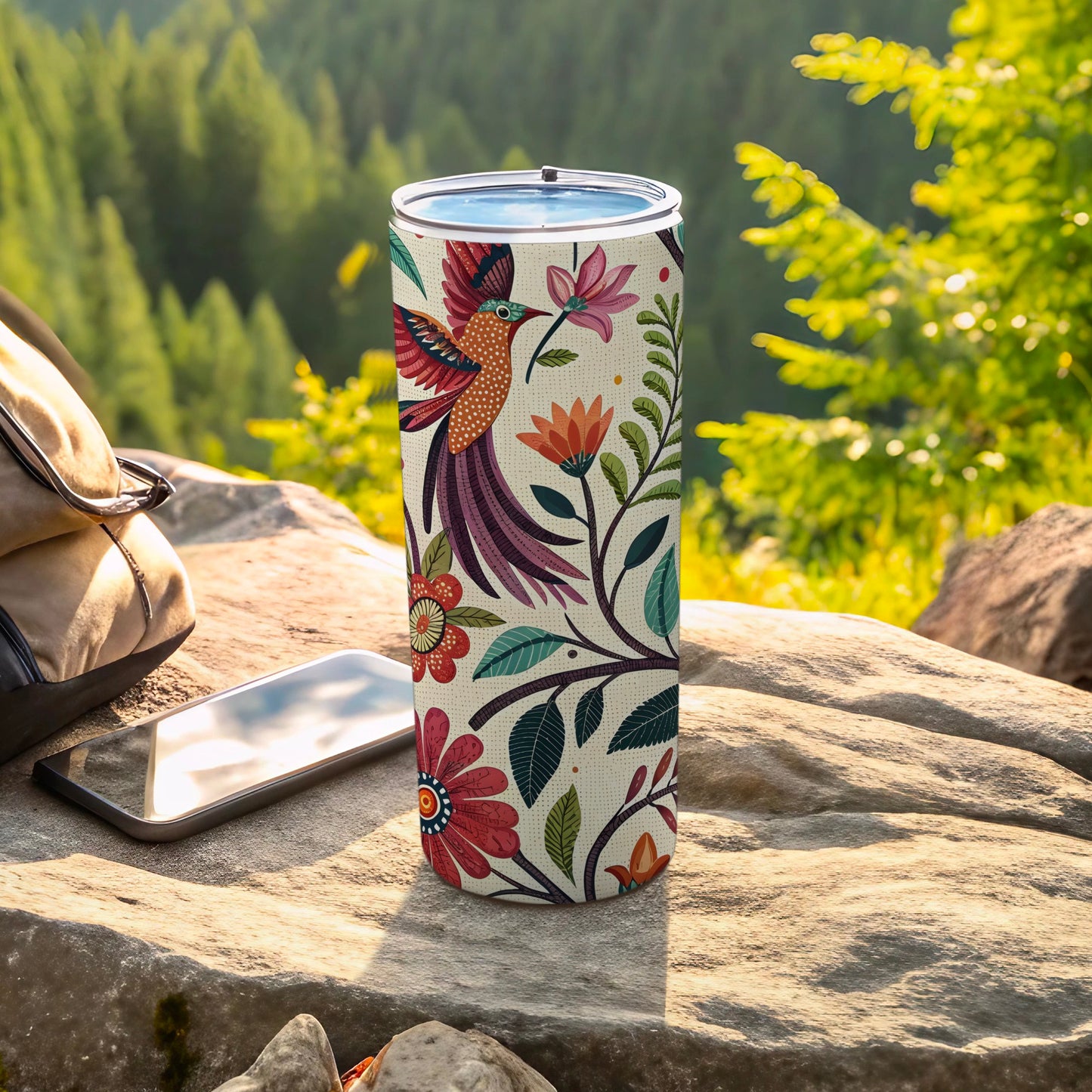 Floral Hummingbird Design Tumbler Drinkware product