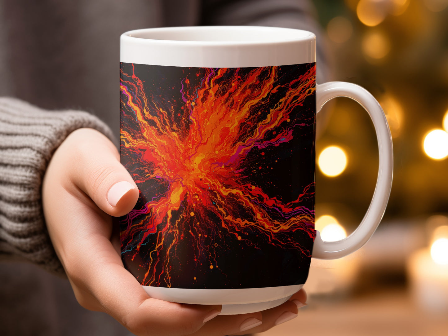 Vibrant Splash Design Coffee Mug Artistic Drinking Product
