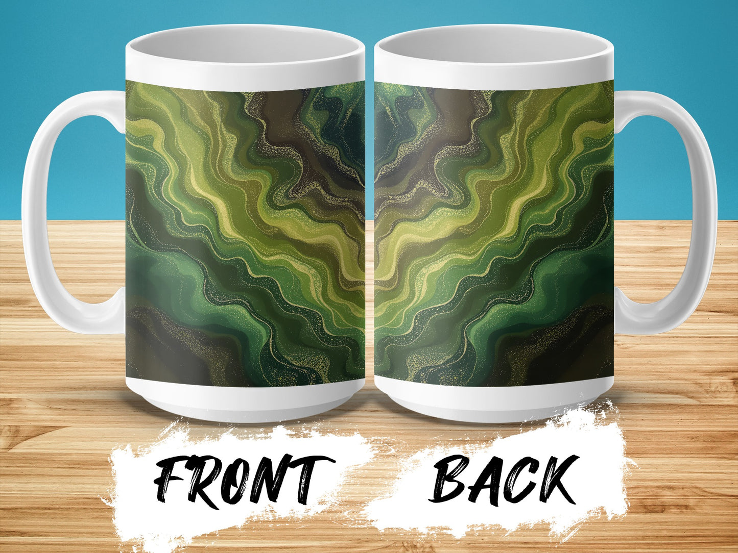 Green Waves Abstract Pattern on Coffee Mug product