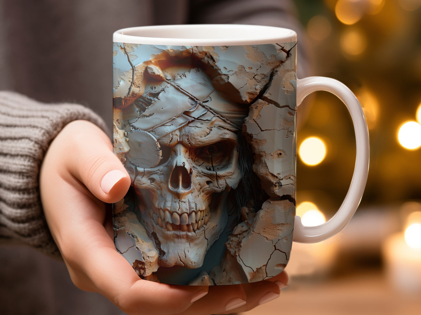 Skull Design Cracked Effect Coffee Mug Product