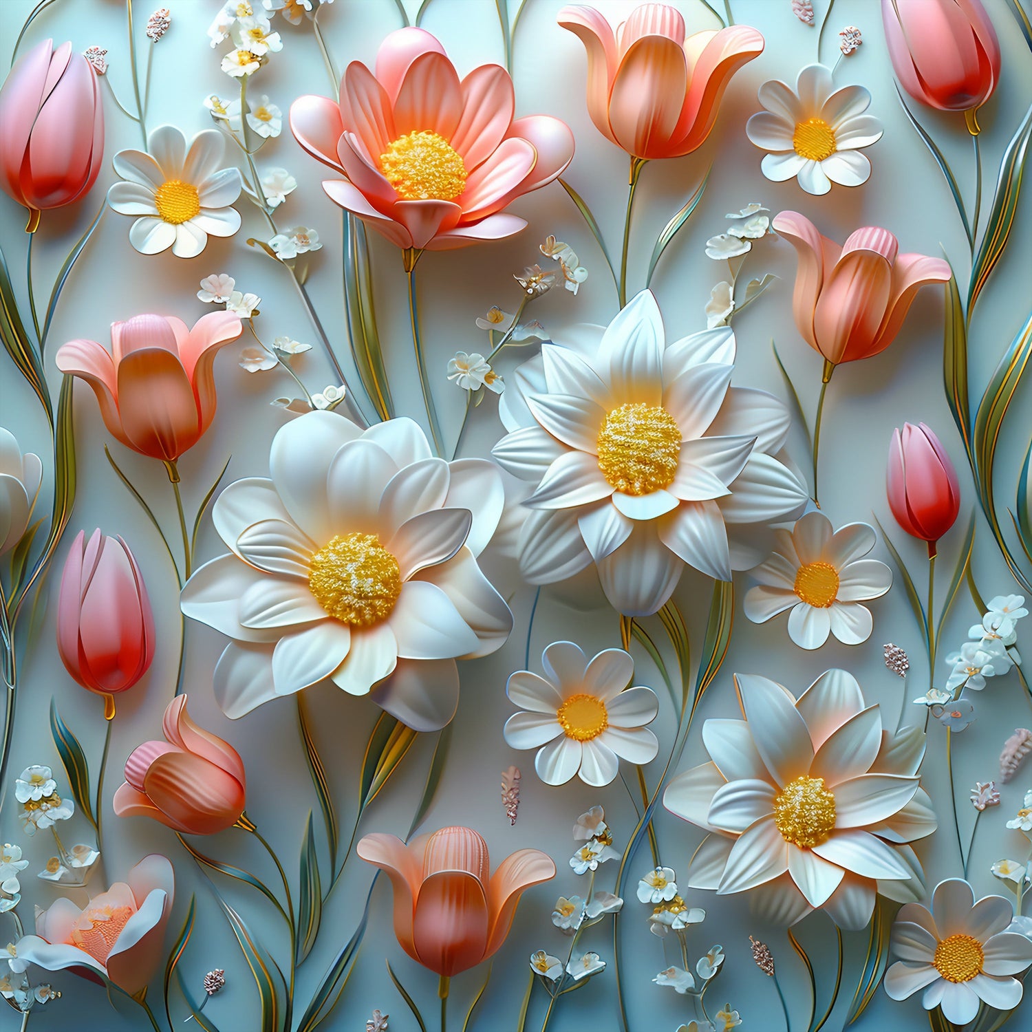 Digital Mug Wraps Flowers
