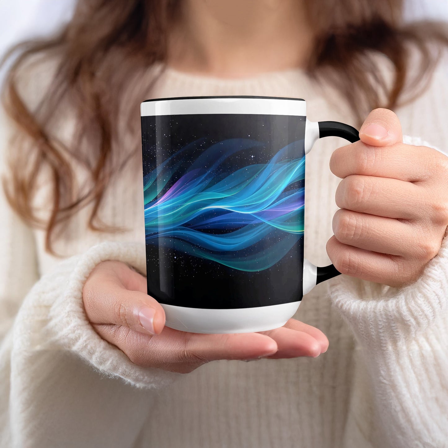 Abstract Blue Wave Design Ceramic Mug product