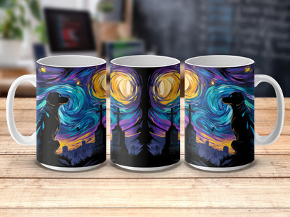 Colorful Van Gogh Inspired Starry Night Art Coffee Mugs, Unique Artistic Drinkware, Set of Three Mugs for Gift