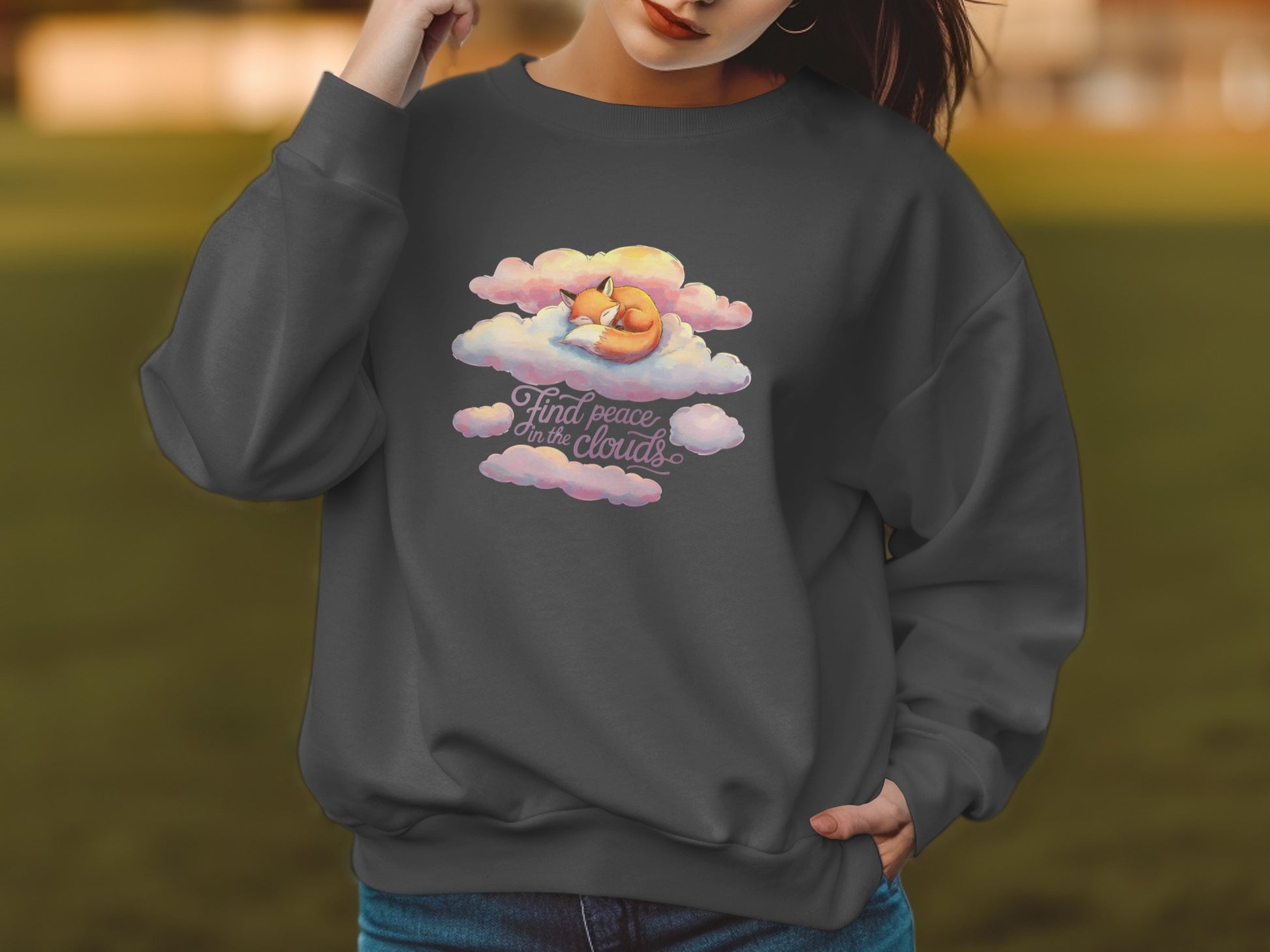 Find Peace in the Clouds Cat Art Sweatshirt product type