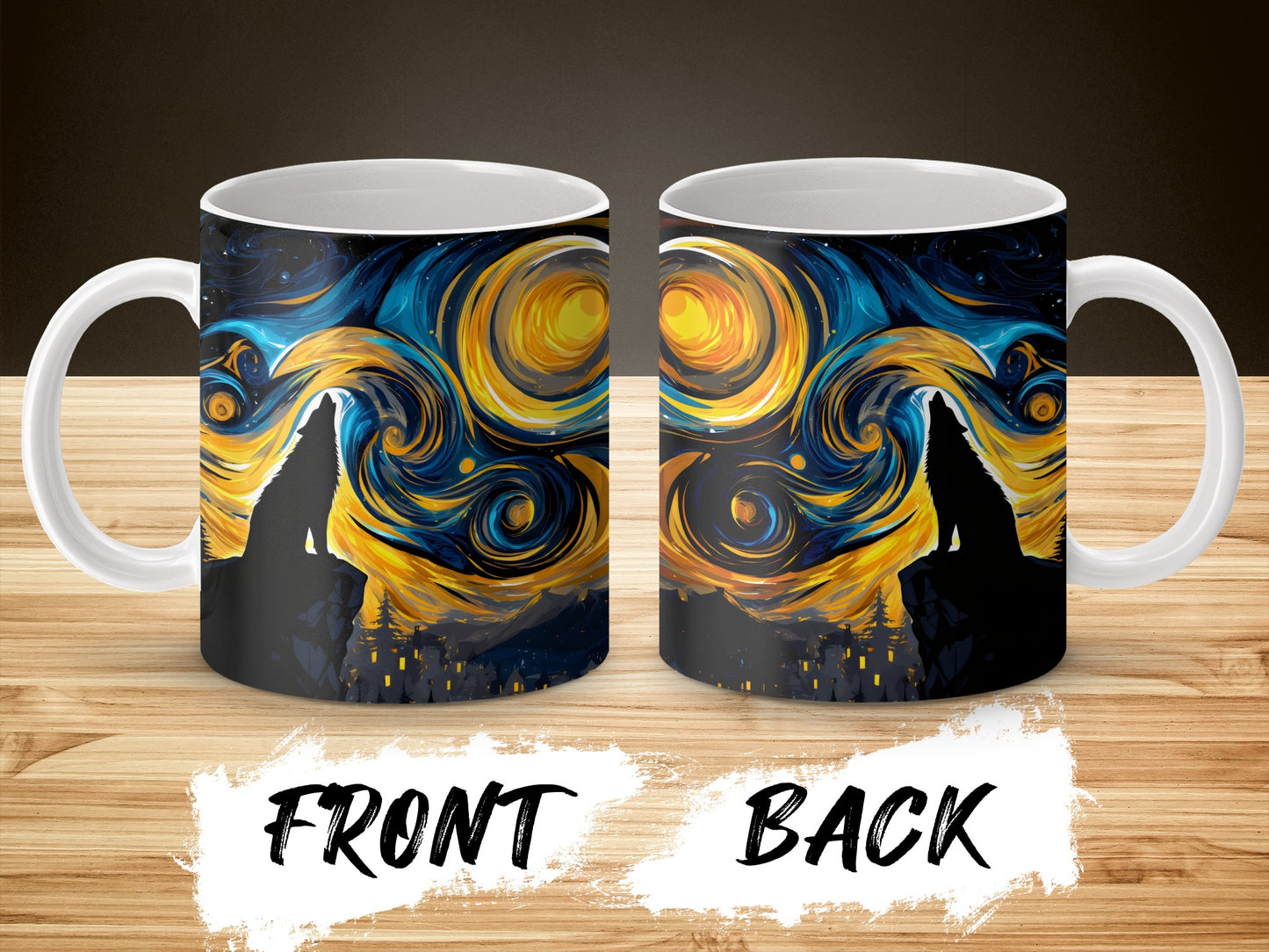 Van Gogh Starry Night Inspired Coffee Mug, Artistic Blue and Yellow Mug, Unique Art Print Drinkware, Gift Idea