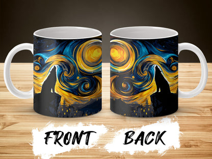 Van Gogh Starry Night Inspired Coffee Mug, Artistic Blue and Yellow Mug, Unique Art Print Drinkware, Gift Idea