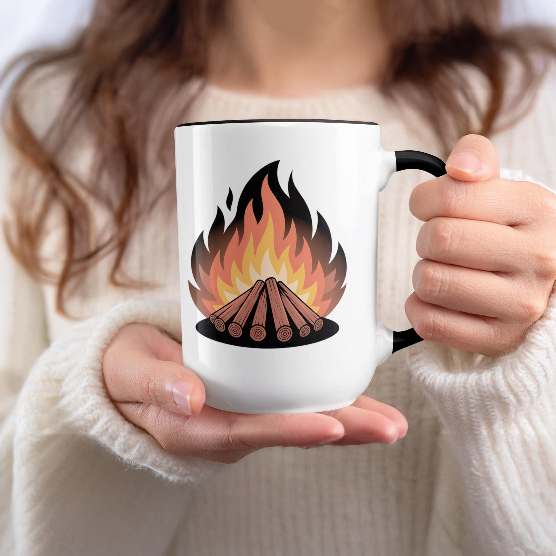 Cozy Campfire Design on Large White Mug product
