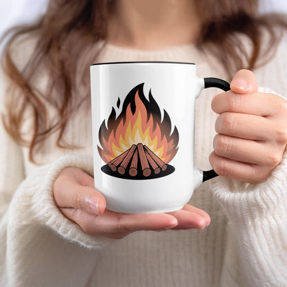 Cozy Campfire Design on Large White Mug product