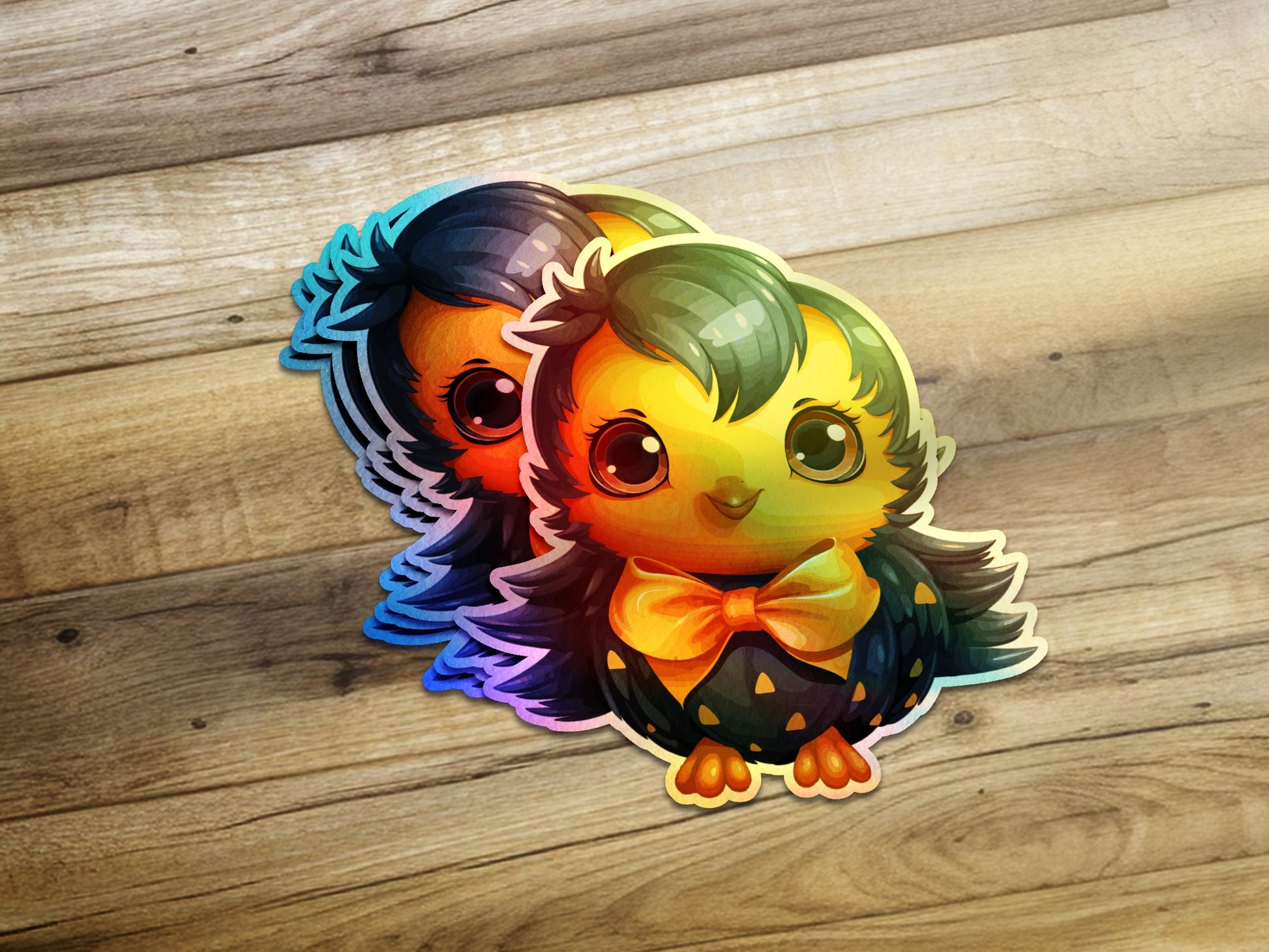 Cute Colorful Chick with Bow Tie Sticker product type