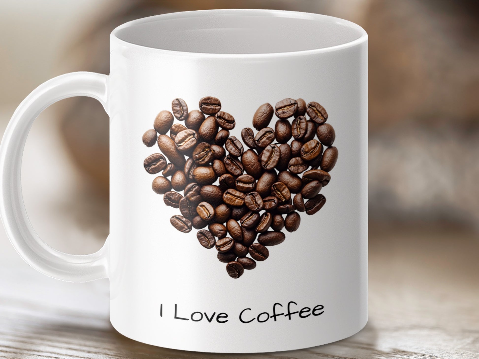 I Love Coffee Heart Shaped Coffee Beans Mug product