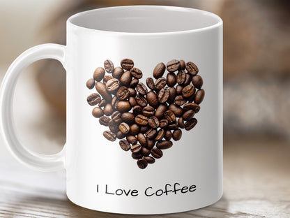 I Love Coffee Heart Shaped Coffee Beans Mug product