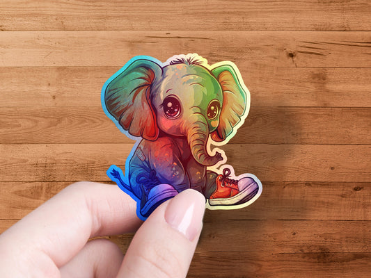 Colorful Elephant with Shoe Sticker product type