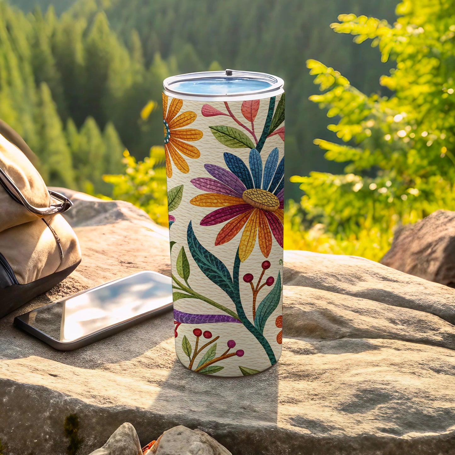 Insulated Floral Pattern Travel Tumbler Drinkware Product