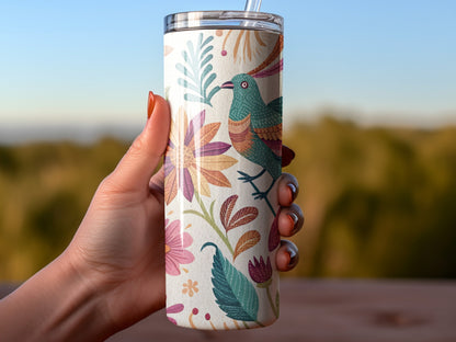 Colorful Hummingbird and Flowers Printed Tumbler product