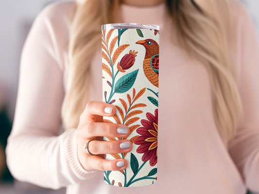 Beautiful Floral Bird Print Tumbler for Coffee Lovers product