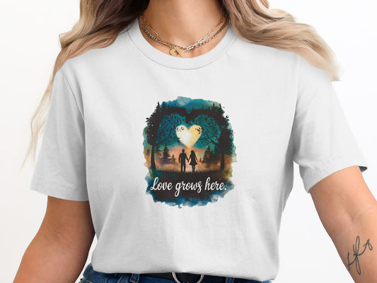Love Grows Here Heart Shaped Graphic Tee product