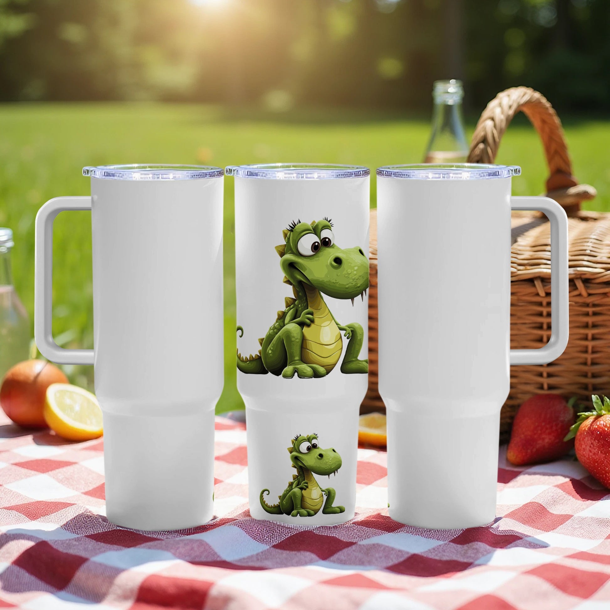 Cute Cartoon Dragon Tumbler, Kids Insulated Drinkware, Outdoor Picnic Water Cup, Gift for Children