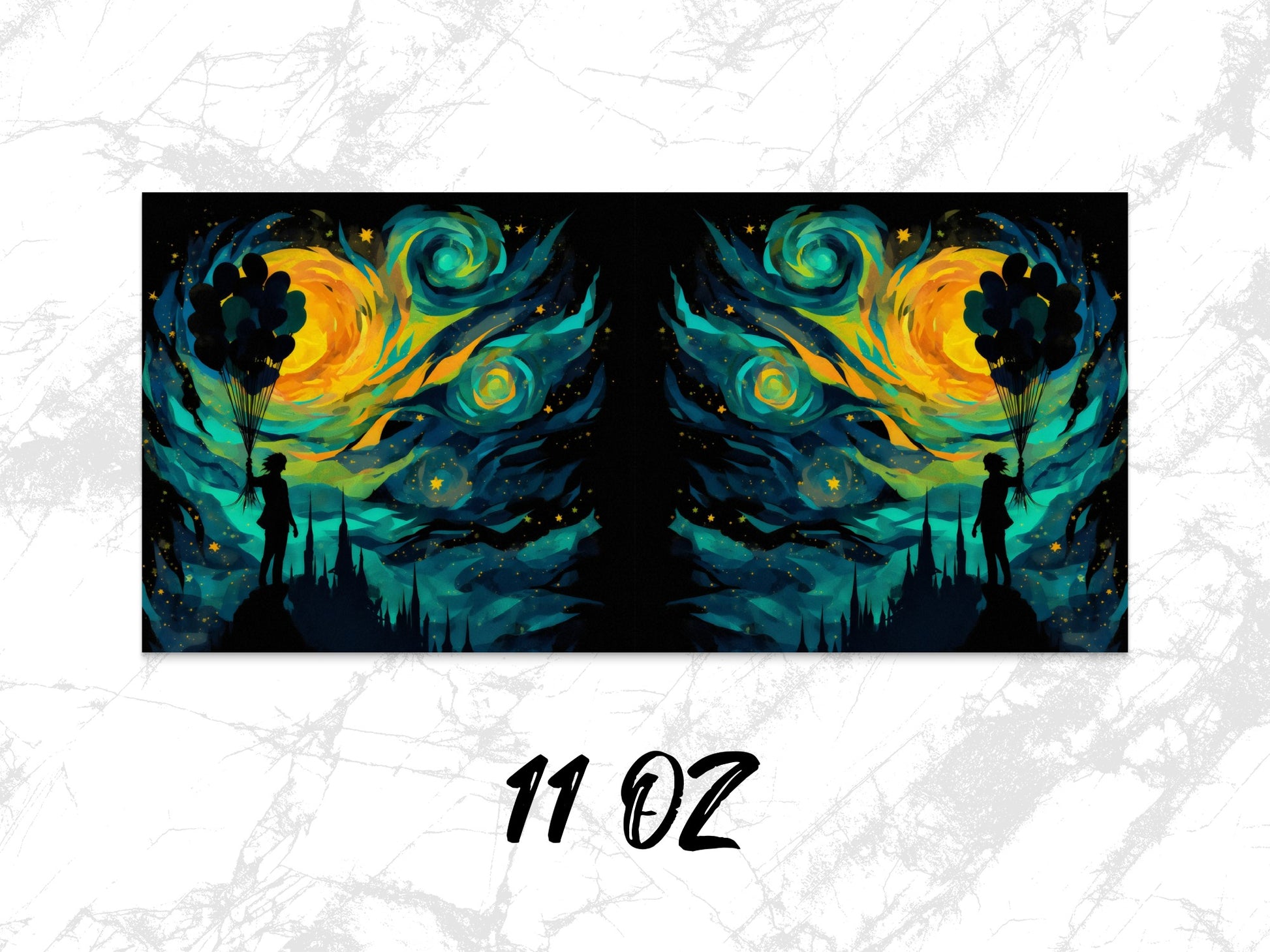 Starry Night Dual Canvas Art Print, Van Gogh Inspired Whimsical Wall Decor, 11 Oz