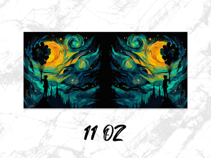 Starry Night Dual Canvas Art Print, Van Gogh Inspired Whimsical Wall Decor, 11 Oz