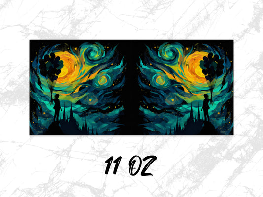 Starry Night Dual Canvas Art Print, Van Gogh Inspired Whimsical Wall Decor, 11 Oz