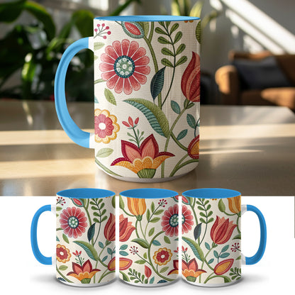 Floral Botanical Pattern Mug Artistic Drinkware Product