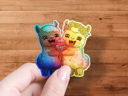 Colorful Alpacas with Ice Cream Sticker product