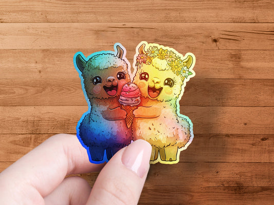 Colorful Alpacas with Ice Cream Sticker product