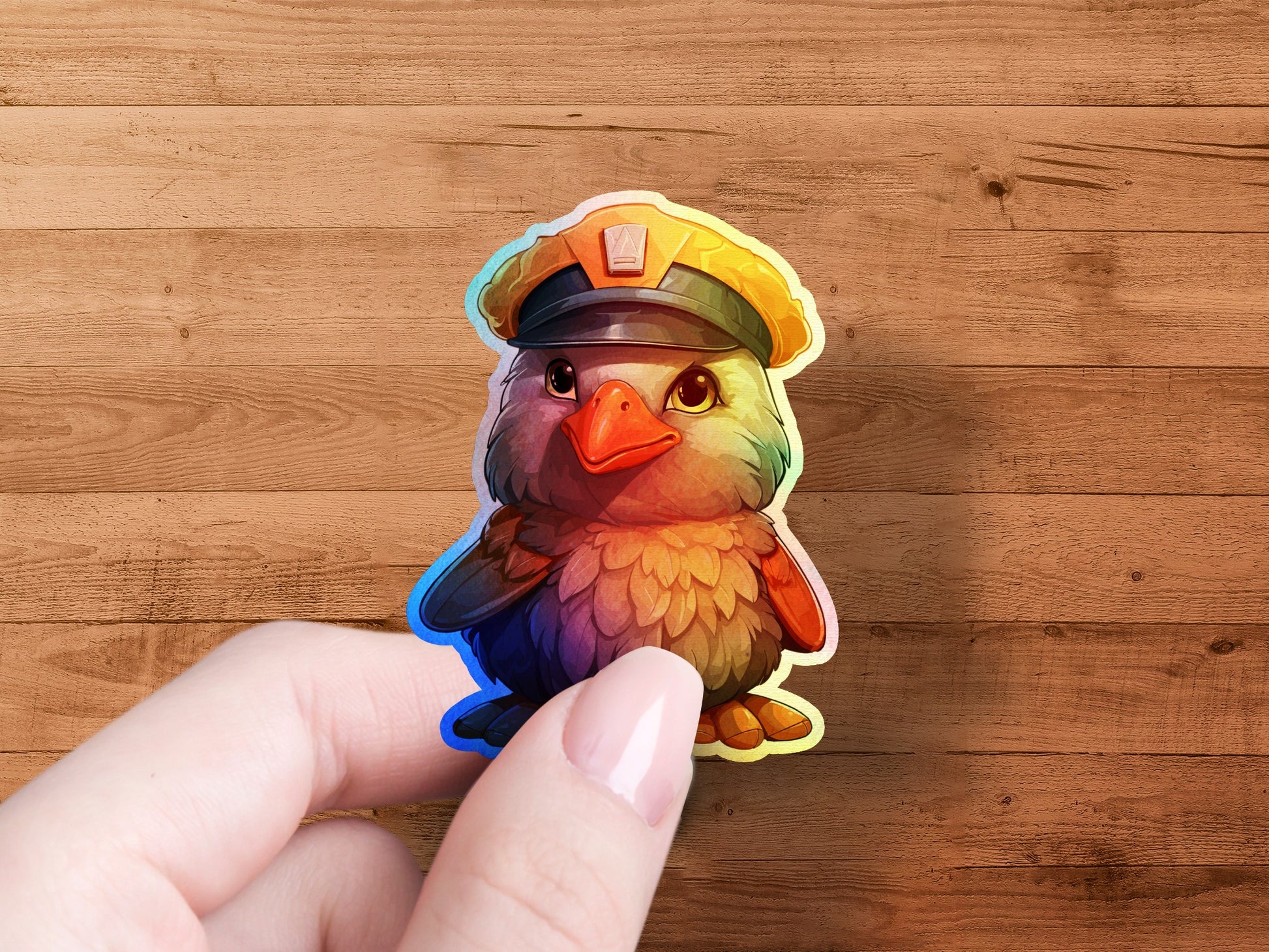 Cute Colorful Bird in Uniform Sticker product