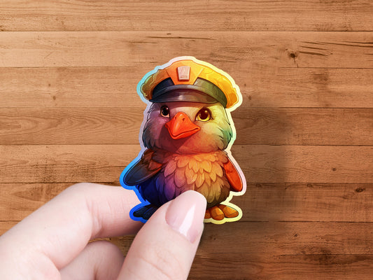 Cute Colorful Bird in Uniform Sticker product