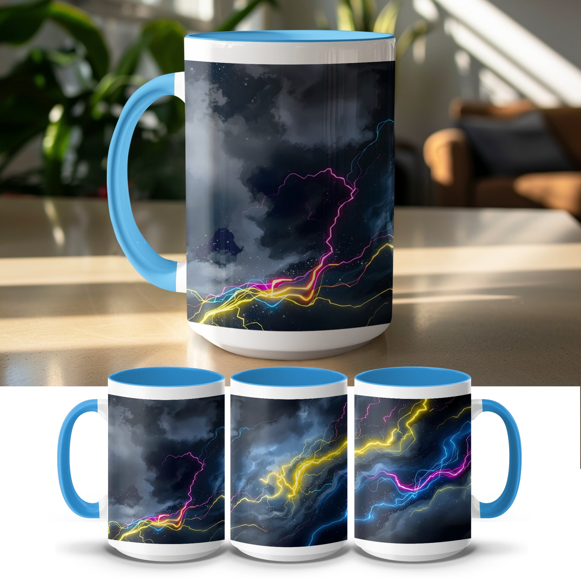Neon Lightning Storm Design Coffee Mug product